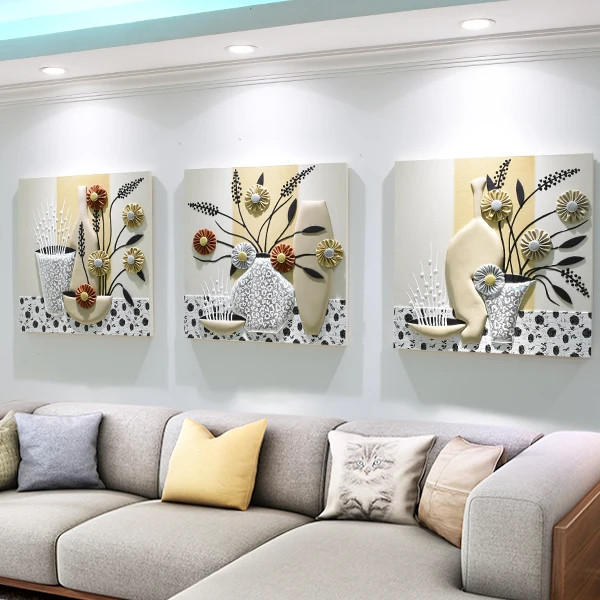Eways 3 قطعة/المجموعة خلفية الجدار الديكور 70x70 cm غرفة المعيشة جدارية مطعم اللوحة فرملس اللوحات 3d