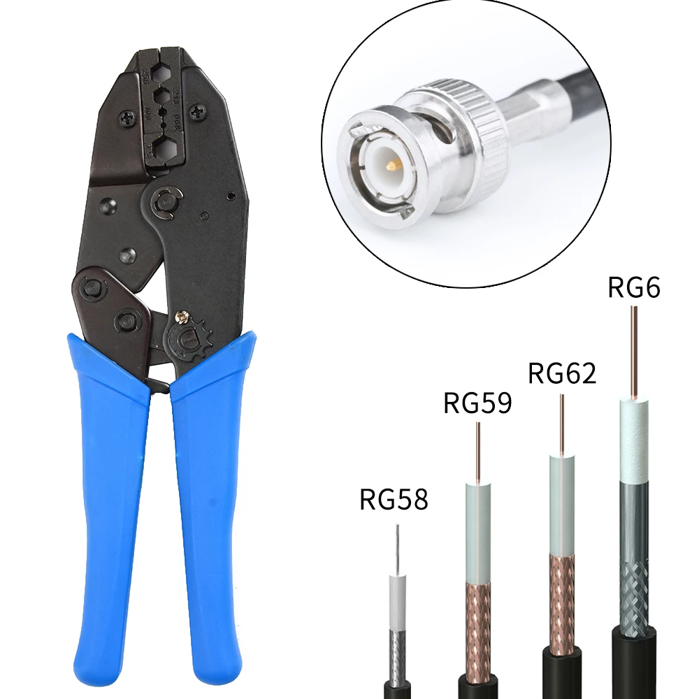 Коаксиальный Кабель BNC обжимные клещи 6,48/5,41/2,50/1,72/8,23 мм для RG58, RG59, RG62, RG6