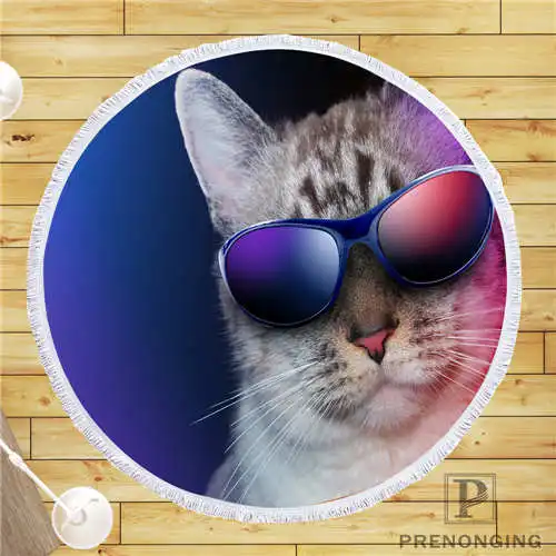 На заказ DIY из микрофибры по индивидуальному заказу ткань Magical_animals_Cats _ @ круглый пляжный коврик полотенце напечатано по требованию 150 см