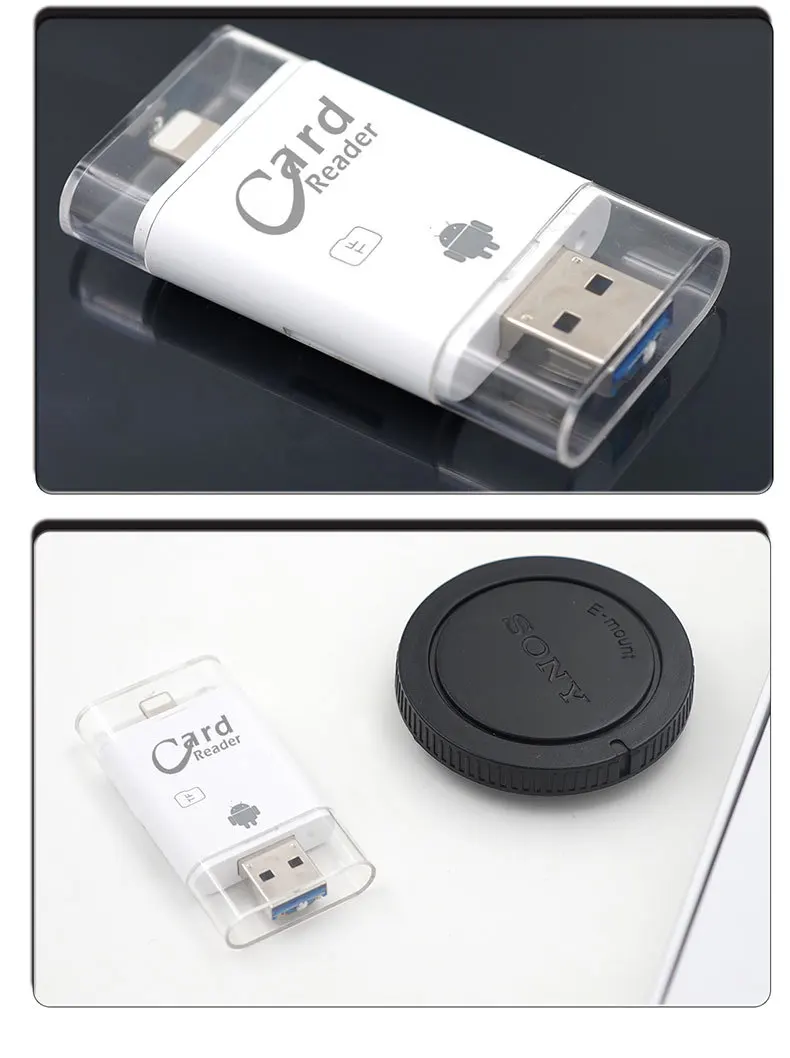 Aokin 3 в 1 Многофункциональный ОТГ TF Card Reader Lightning/Micro SD Card reader для IOS iPhone Android-смартфон