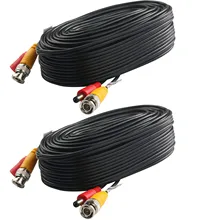 BNC видео кабель питания(2 упаковки 54 фута) предварительно сделанные видео камеры безопасности кабель провод четыре разъема для DVR системы наблюдения