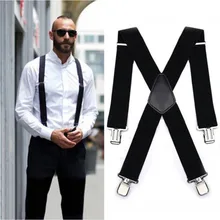

Male Suspenders men 4 Clips 5*120cm Men's casual braces Elastic Pants tirantes Leather Belt Strap Clothing Accessories