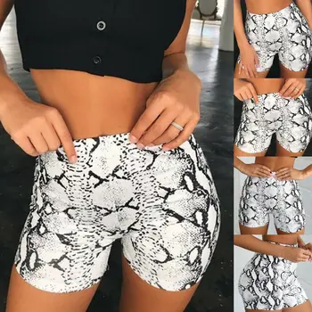 

2019 Newest Fashion Sexy Women Shorts Snake Printed Sports Fitness Stretch Hot Mini Shorts