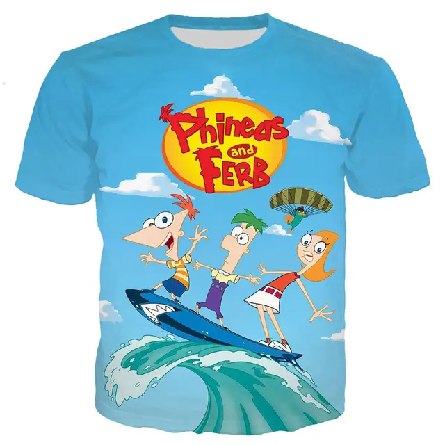 Cartoon Phineas and Ferb t shirts harajuku tshirt men women t shirts fashion summer tops hip hop
