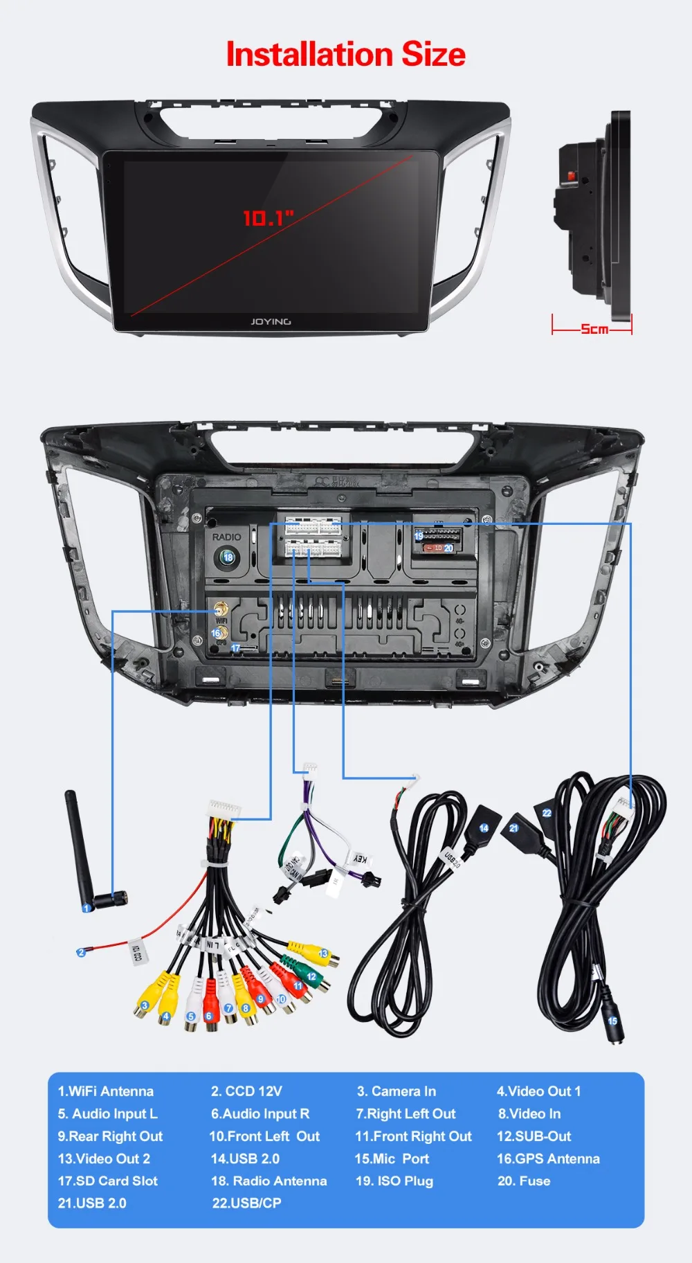 Cheap Joying 10.1" 1024*600 Android 8.0 Car RadioGPS Player For Hyundai IX25 2014-2017 IPS screen Headunit Video out Player Navigation 20