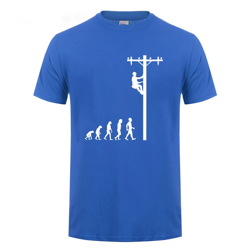 Футболка с надписью «Evolution Of Lineman», забавный подарок на день рождения для электрика, для мужчин, папы, папы, сына, хлопковая футболка с короткими рукавами и круглым вырезом