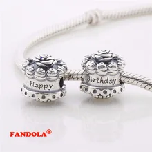Подходит для Pandora шармы браслеты счастливые бусины на день рождения стерлингового серебра 925 ювелирные изделия