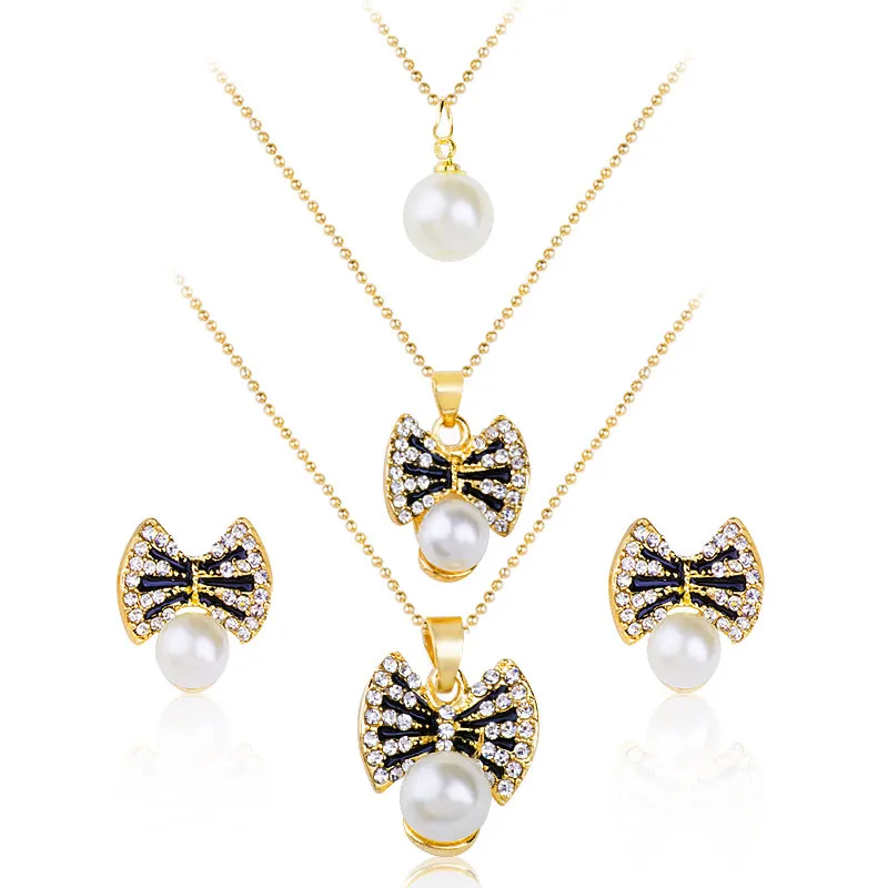 SHUANGR Pretty Girl's Jewelry Sets Gold Color Austrian Crystal Hollow