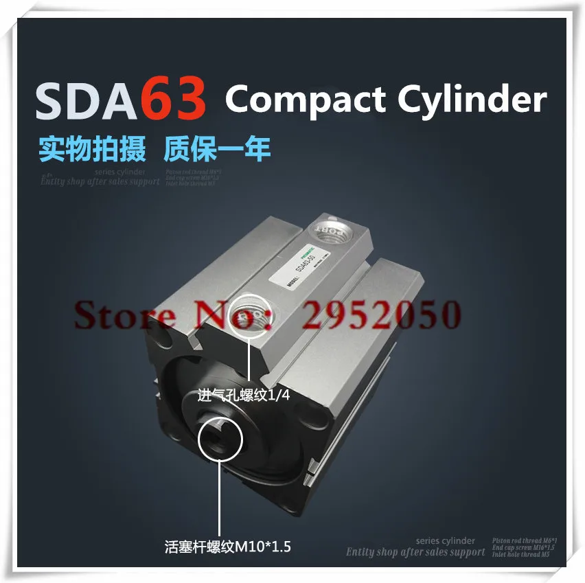 

SDA63*80 Free shipping 63mm Bore 80mm Stroke Compact Air Cylinders SDA63X80 Dual Action Air Pneumatic Cylinder