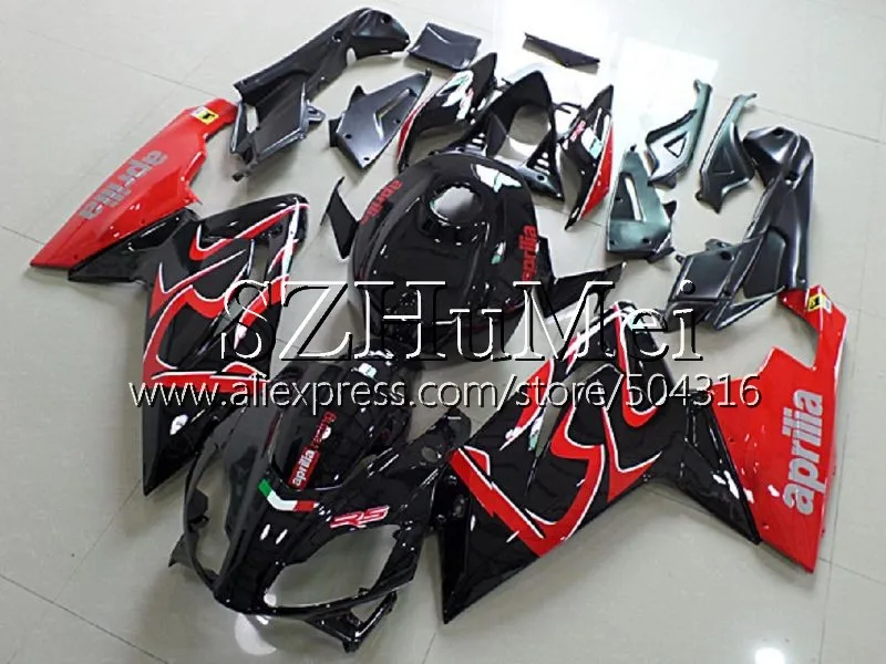 Инъекции для Aprilia RS-125 RS125 06 07 08 09 10 11 80SH. 0 RS4 RSV125 RS 125 2006 2007 2008 2009 2010 2011 обтекателя Repsol черный - Цвет: No.  6