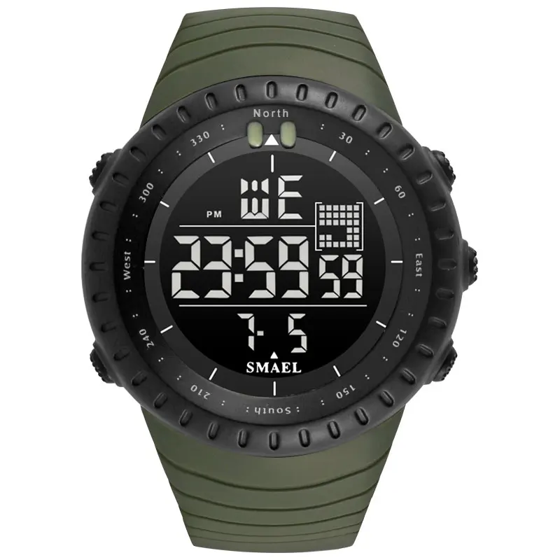 Профессиональные Водонепроницаемые спортивные часы для мужчин, уличные цифровые часы для скалолазания, плавания, погружения, 50 м, с пряжкой, наручные часы с календарем, противоударные - Цвет: Army Green