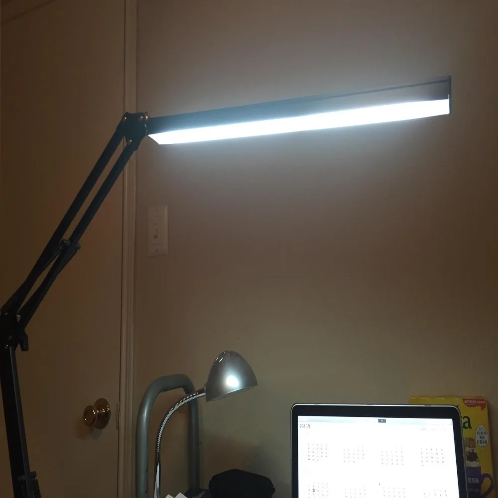 Поворотный кронштейн светодиодный настольная лампа, металлический архитектор лампы, 3 уровня затемнения ремесло светильник с зажимом, 7,8 W чертежный стол лампы, белый