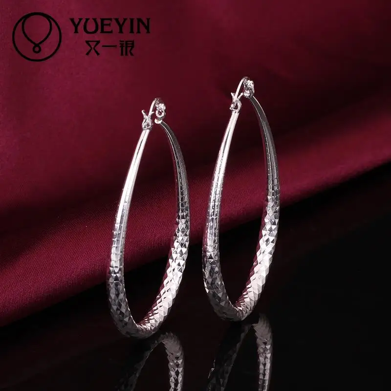 

Wholesale silver plated hoop earrings for women big circle Exaggeration Sexy jewelry korvakorut for day wear kolczyki