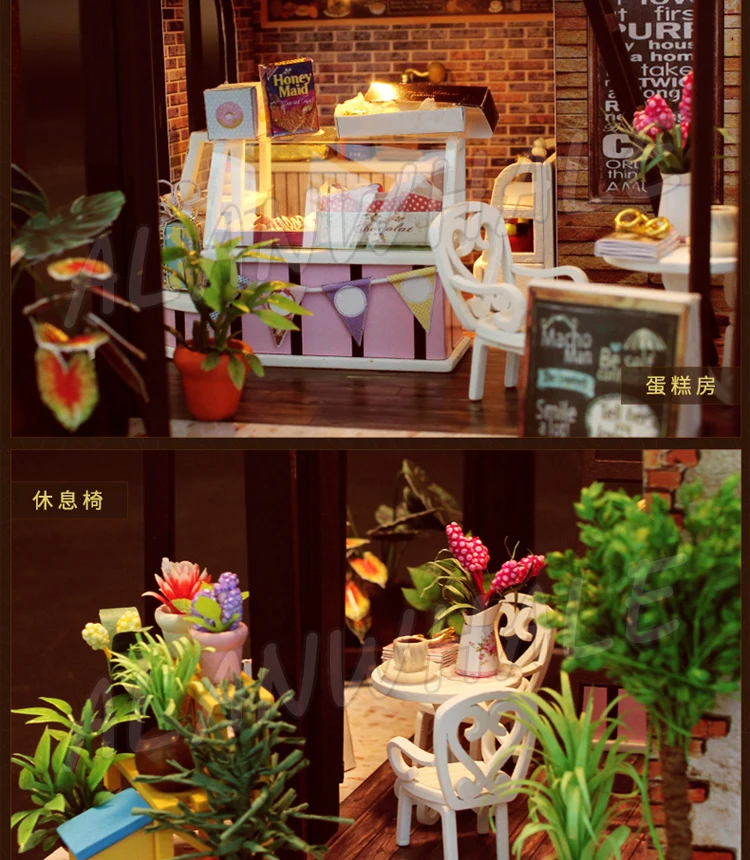 Миниатюрный Кукольный дом городской кофе бар магазин DIY деревянный кукольный домик с мебели игрушки для подростков фигурка строительные Подарки Наборы