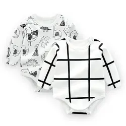 Хлопковые боди в клетку с длинными рукавами для малышей, детские комбинезоны для новорожденных мальчиков, верхняя одежда для малышей