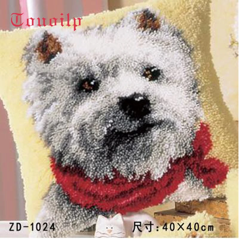 

Pillow "do it yourself" method needlework kit latch hook cartoon cute dog rug kit Unfinshed / embroidered carpet pattern