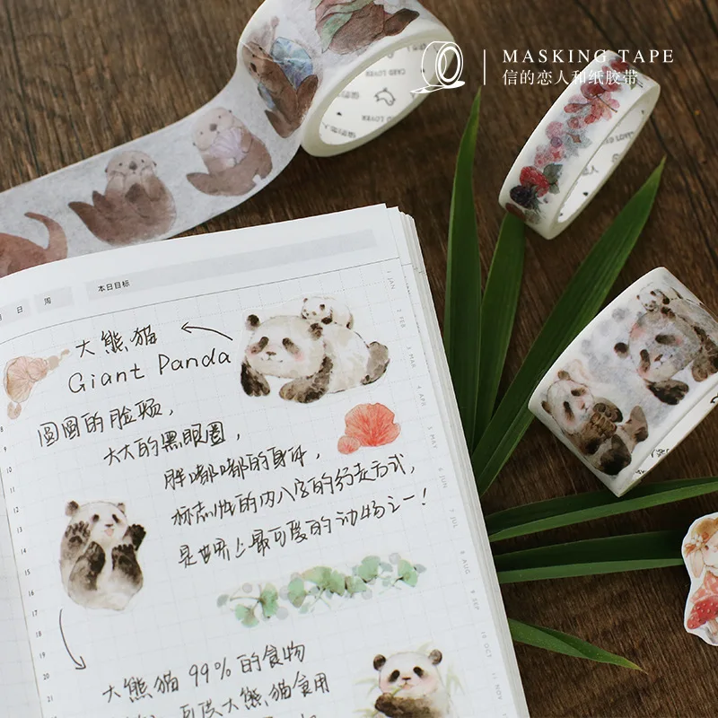 Lovely animals Fox/Rabbit/Panda/Frog/color Mushroom/Leaf/fruit Washi Tape DIY Planner Diary Scrapbooking Masking Tape Escolar