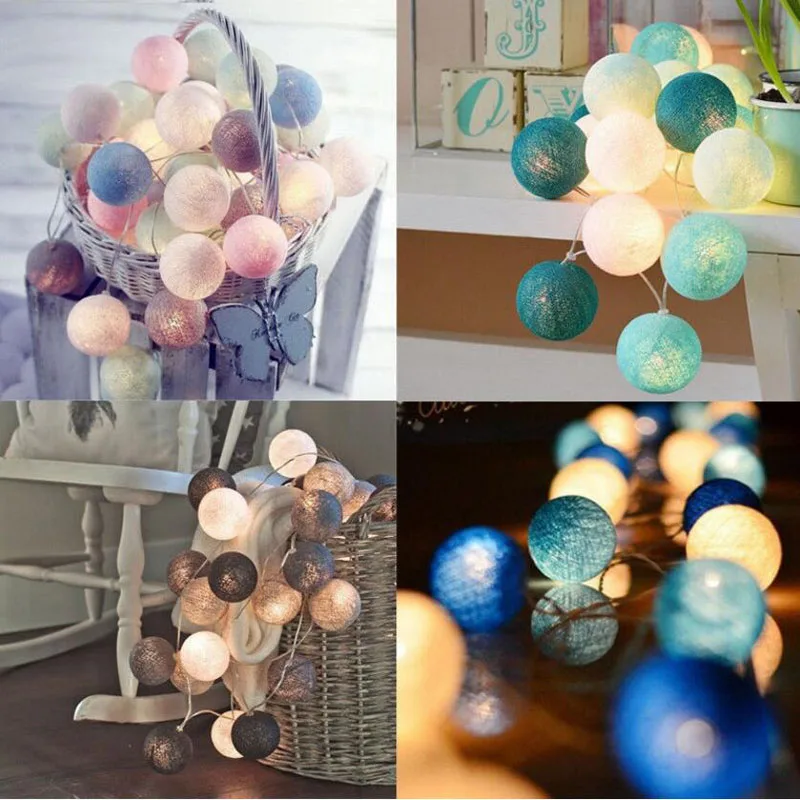 

3M 20 LED Cotton Ball String Light Holiday Wedding Party Christmas LED Light Decoration Atmosphere Garland Ball Strings Lamps