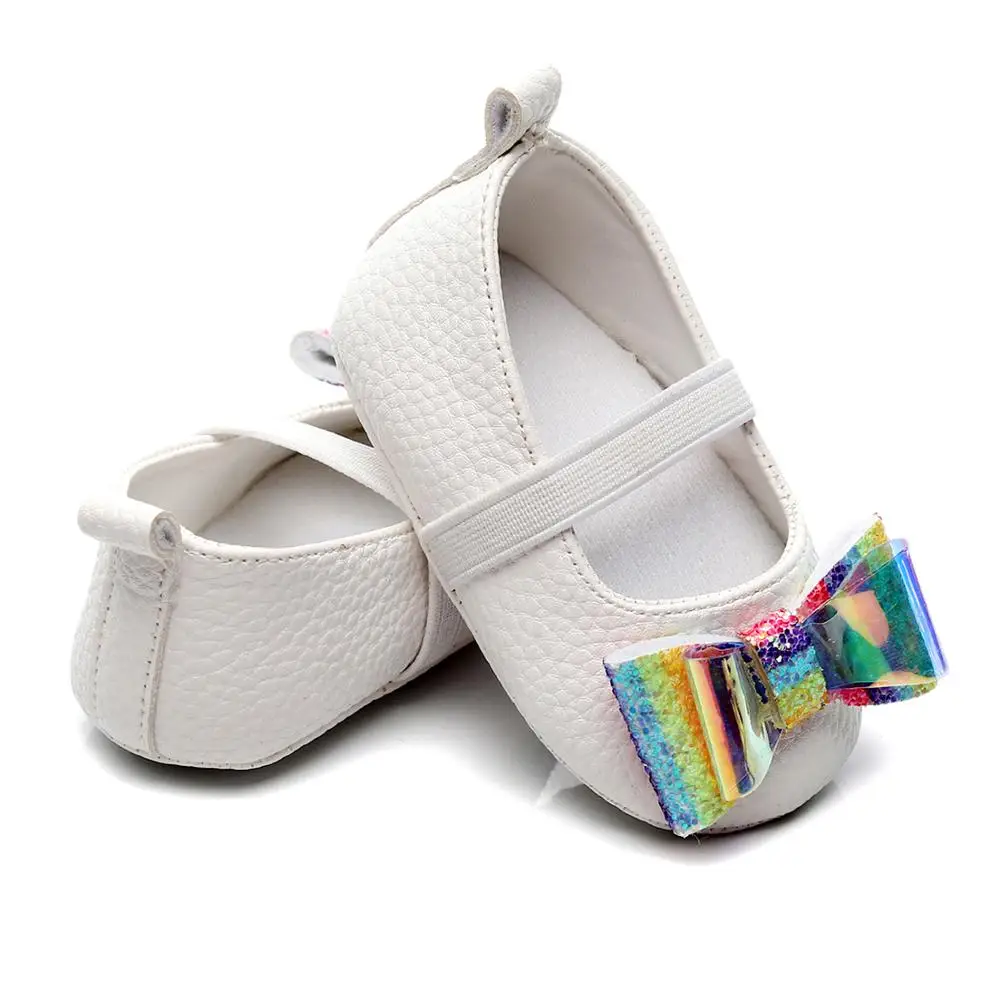 Обувь для малышей; обувь из искусственной кожи с бантом для новорожденных; обувь для маленьких девочек; мокасины для малышей; нескользящие мокасины для малышей с твердой резиновой подошвой