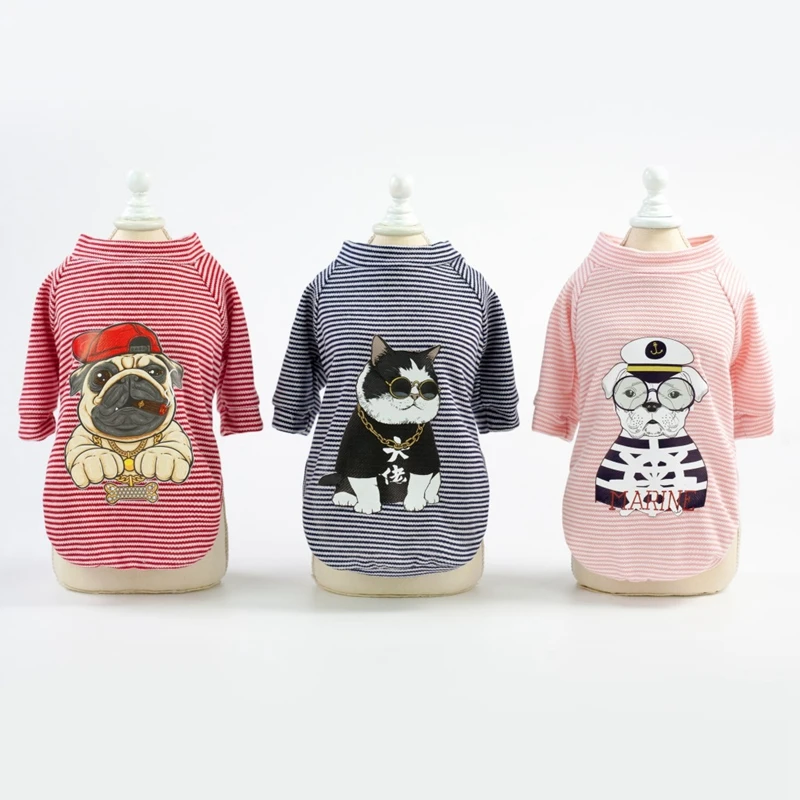 

Fashion Striped Cartoon Dog Overalls For Puppies Outfits 2019 Summer 100% Cotton Pet Clothes For Chihuahua Dog Coats Jackets