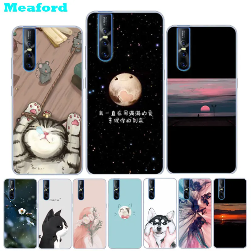 Phone Case For Vivo V15 Pro Case Silicone Soft TPU Cute Cat Printed Back Cover For Vivo V15 Pro V15Pro V 15 Pro Case Capa Fundas