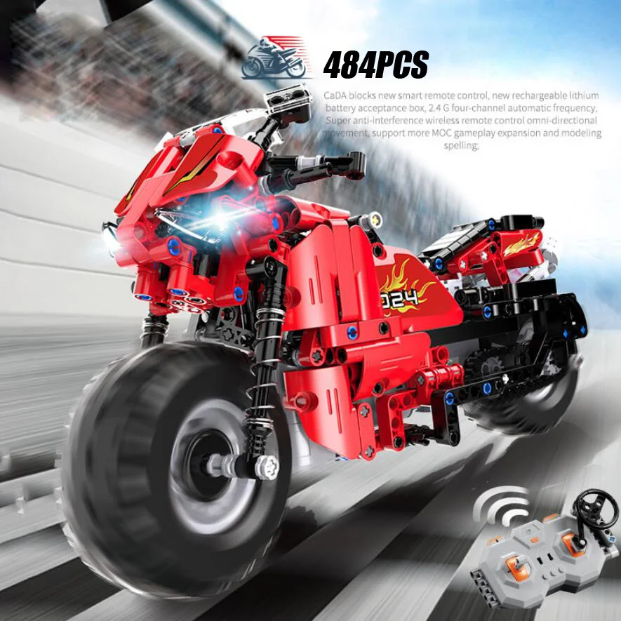 

Technics city 2.4ghz rc racetrack Motorcycle building block motor bricks radio remote control toys collection for boys gifts