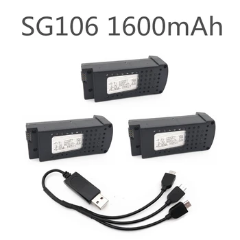 

Rc Accessories Lipo Battery 1 Cable + 3 x 3.7V 1600mAh Battery For SG106 WIFI FPV RC Quadcopter Drone Module Battery Set
