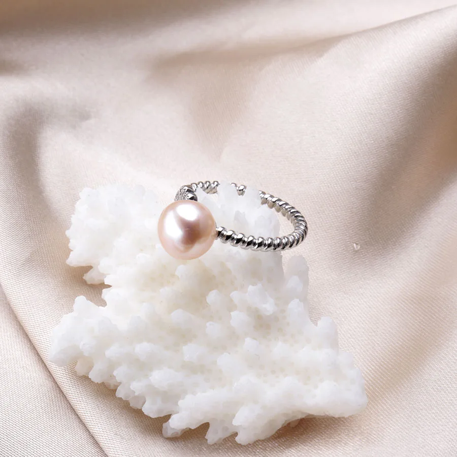 Распродажа! Высокий блеск кольца с натуральным пресноводным жемчугом для женщин Мода цветок циркон серебро Ювелирное Украшение регулируемое кольцо