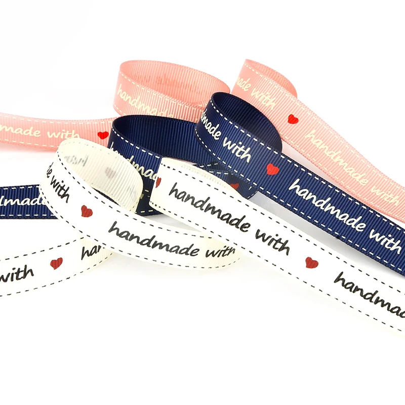 

Hot Sale 3/5yards Ribbon White/Pink/Navy Color With Expression Grosgrain Ribbon for DIY Handmade Materials Wedding