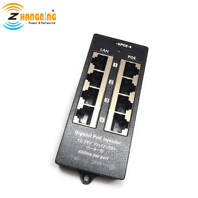 

Gigabit 4port PoE Injector PoE Midspan Mode A Operation for 48V PoE Camera, Hikvision Camera, Networking device working