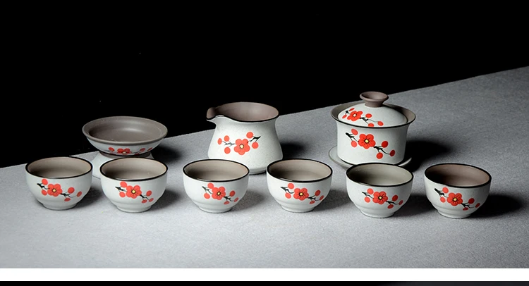 120cc Исин фиолетовая глина Gaiwan ручная роспись сливы цветочный узор художественная посуда домашний чайный набор кунг-фу Tieguanyin Улун чай горшок