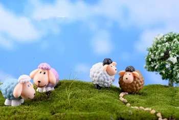 

2pcs/lot Mini Cute Long Ears Sheep 2.5*3CM Cute Miniatures Micro Landscape Crafts Table Pots Ornaments Fairy Garden Decor KS 031