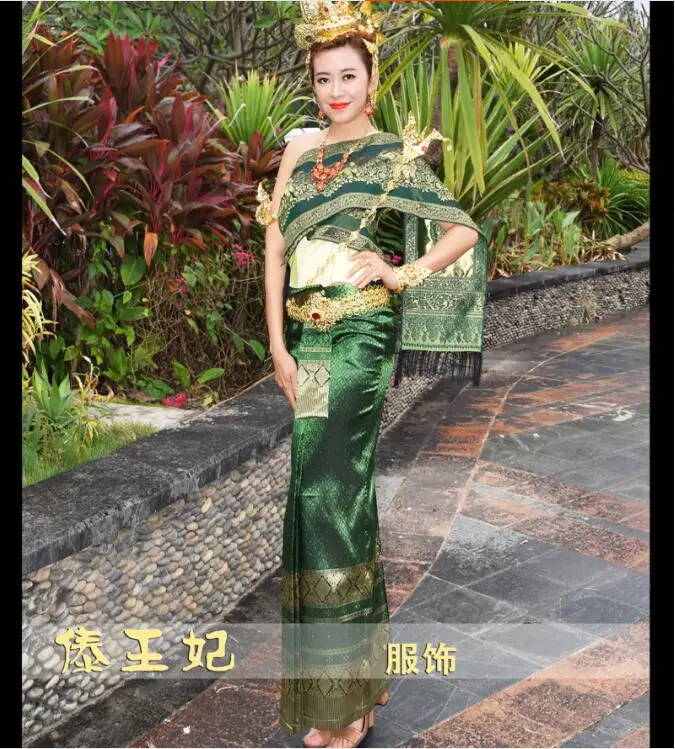 Мода традиционные фигурки Тайланда одежда высокого качества зеленое платье одежда для Таиланда