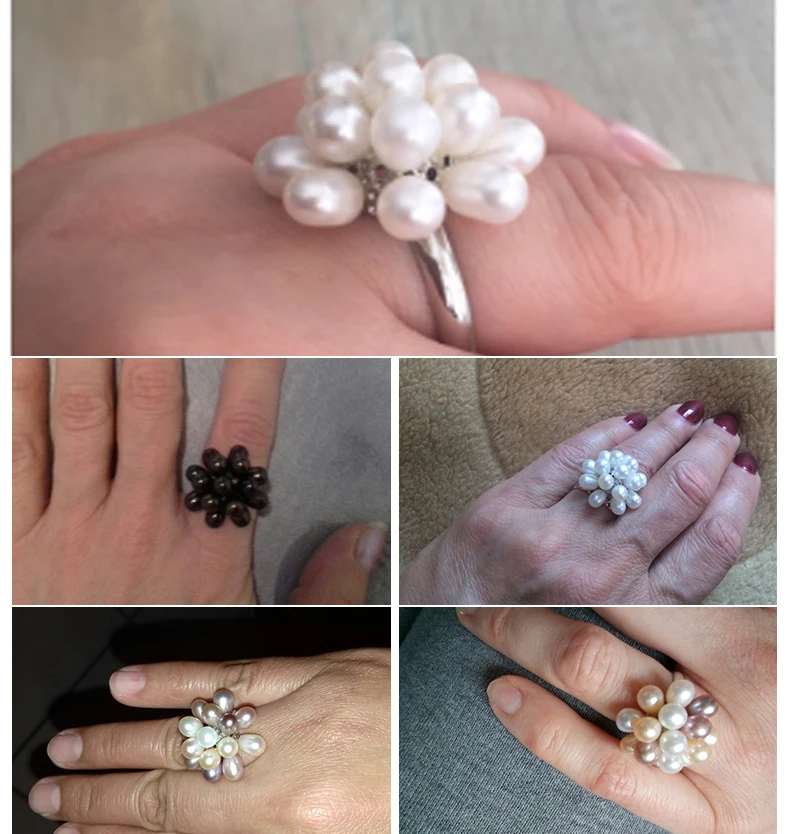 YIKALAISI натуральное пресноводное Ювелирное кольцо с жемчугом 4-5 мм Цветок Регулируемые кольца для женщин Белый Розовый разноцветный черный цвет