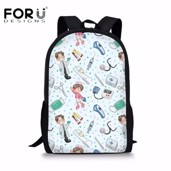 

FORUDESIGNS Cute 3D Cartoon Nurse Print School Bags for Teen Girls Causal Children Backpacks Middle School Student Big Schoolbag