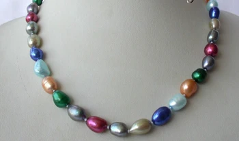 

RHJ00118 stunning 11mm baroque multicolor freshwater cultured pearl necklace (A0322)