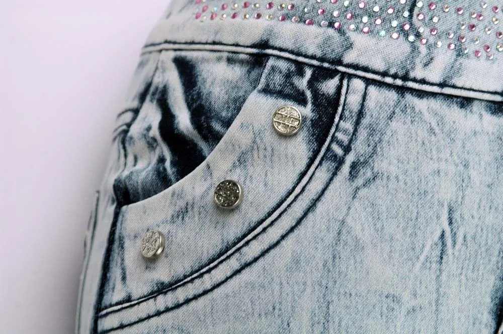 Винтаж стирка белые джинсы ткань джинсовая верхняя одежда юбка От 5 до 8 лет для девочек блестящие пуговицы карандаш для вышивки узкие
