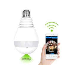 960P 360 degree Wireless IP Camera LED Bulb Lamp Mini Wi-Fi CCTV Alarm Camera IP Panoramic Smart Home Security 3D VR Camera