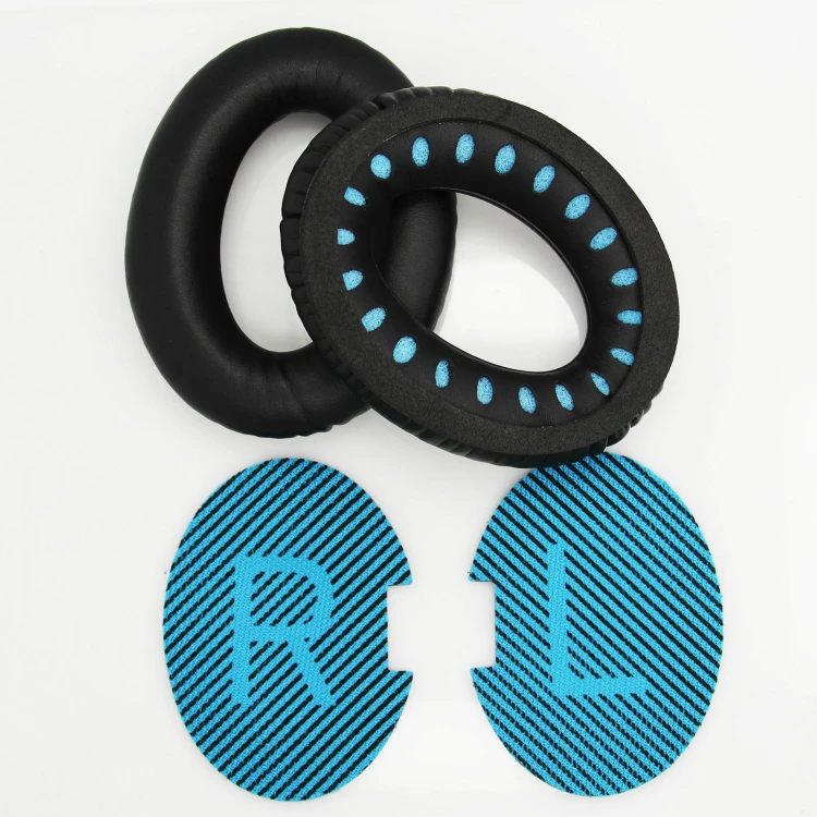 Soft Protein Leather Replacement Earpad Ear Pads Cushions for Bose QuietComfort 25 QC25 QC 25 Headphones Black& Blue