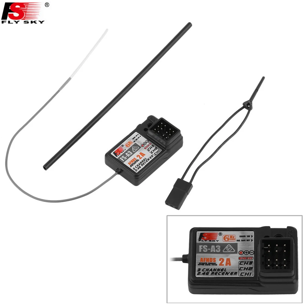 Récepteur 3CH 2.4GHz pour FlySky GT2E GT2G, connecté à un récepteur avec fils