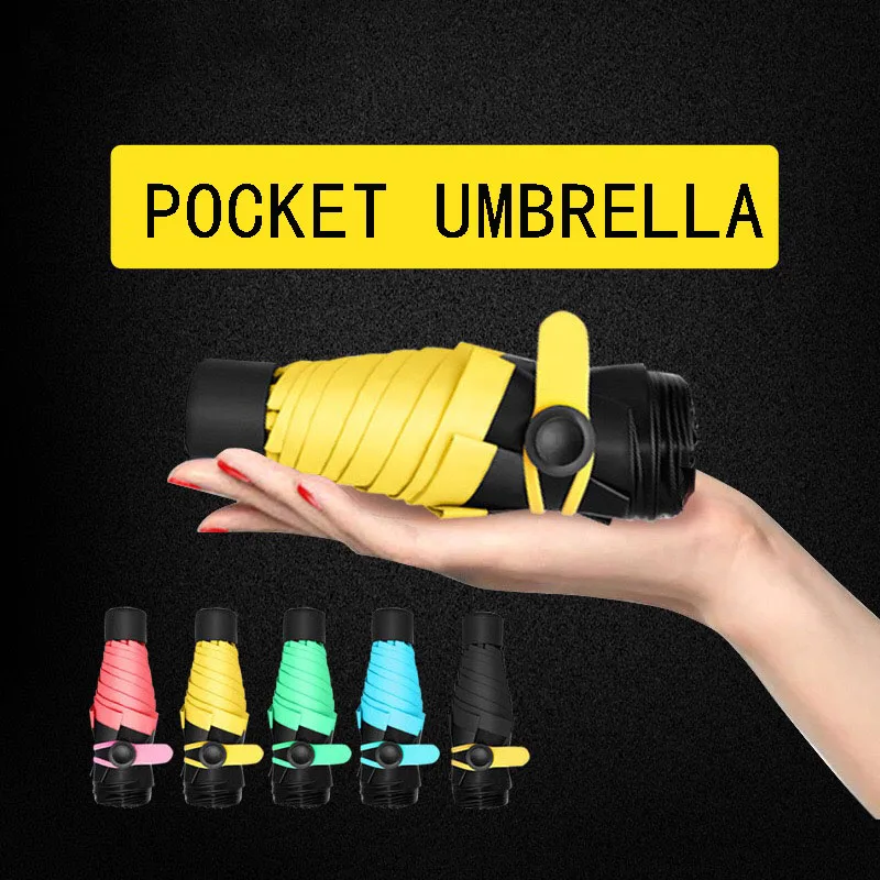  Mini Umbrella Folding Parasol Sunny Anti UV Small Pocket Umbrellas Rain Women New Year Gift Paragua