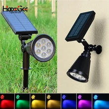 HoozGee 7 СВЕТОДИОДНЫЙ Прожектор газон наружная садовая лампа; солнечная панель Мощность регулируемые настенные прожекторы ярд Водонепроницаемый 7 цветов в 1