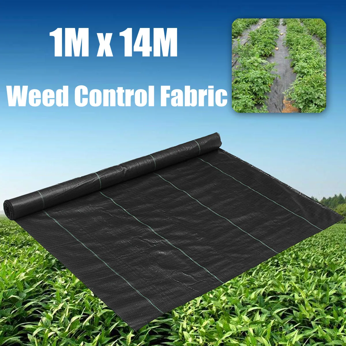 Beste Onkruid Controle Stof Mulchen 1 m x 14 m Tuin Bodembedekker Membraan Landschap Onderdak Zwart Kas Boomgaard Tuin