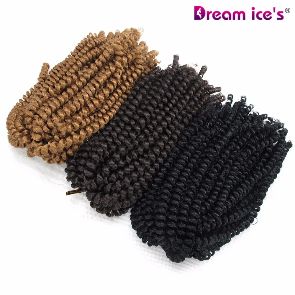 

30 Strands 8 inch Crochet Braids Ombre Spring Twist Braiding Hair Synthetic Hair Extensions Braids 100g/pack