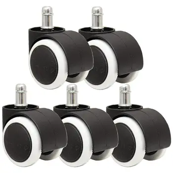 

50mm Office Chair Roller Castor Wheels - Set of 5 - black&white