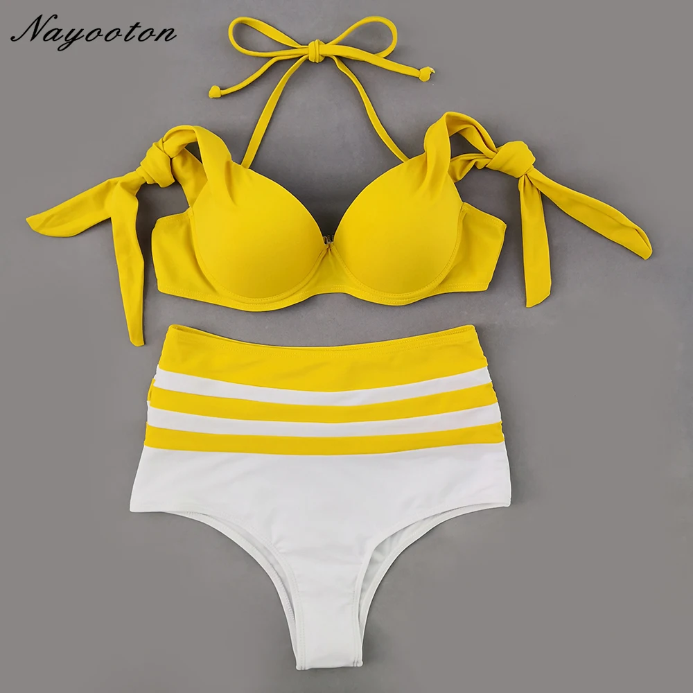 Bikinis 2019 Black white Patchwork swimwear high waist swimsuit women micro bikini push up solid biquini swimming suit for women