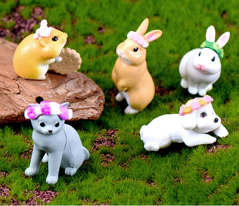 

10pcs Garland animal doll fairy garden miniatures for terrariums bonsai figurine ornament micro landscape decoracion jardin