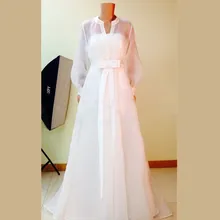 2015 Noble White Chiffon Long Sleeve Bridesmaid Dresses Vestido De Festa De Casamento Wedding Party Dresses Custom Made