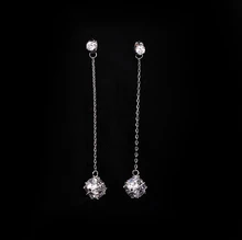 New Luxurious 925 Sterling Silver Wedding Fine Jewelry Top Quality Rhinestones Tassel Earrings For Women Bride Brincos A333