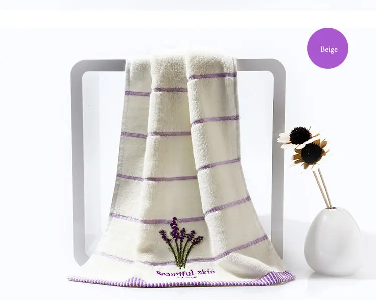 Lavender Embroidered Towels bathroom High Quality Cotton Large Bath Towel for Women travel Absorbent 2 colours Beach Face Towel